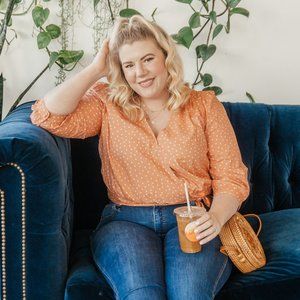 Madewell Wrap Mini Star 3/4 Sleeve Top XL Coral